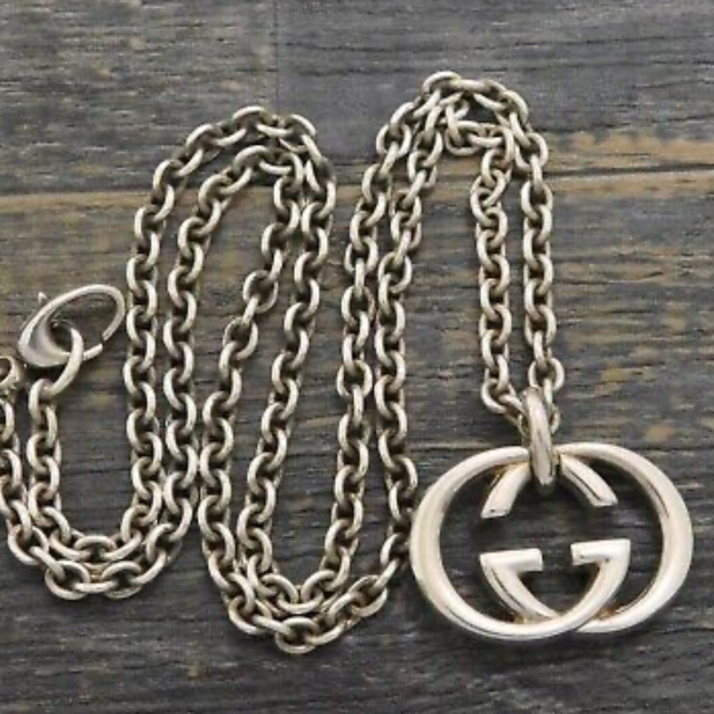 Gucci Luxury Necklace Statement Logo 💫 Sterling Silver